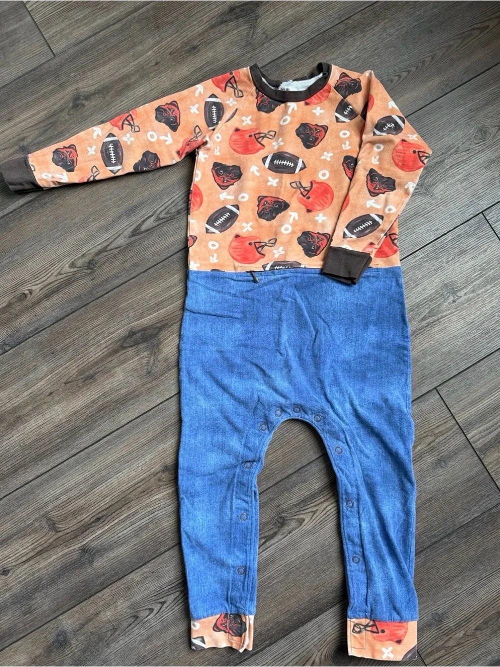 Cleveland browns inspired gtube accessible adaptive romper 4-5T